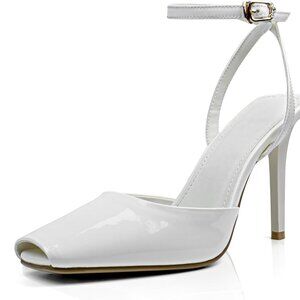 Womens Open Toe Heels Polyurethane 8 Stylish Ankle Strap Party Dress Shoes